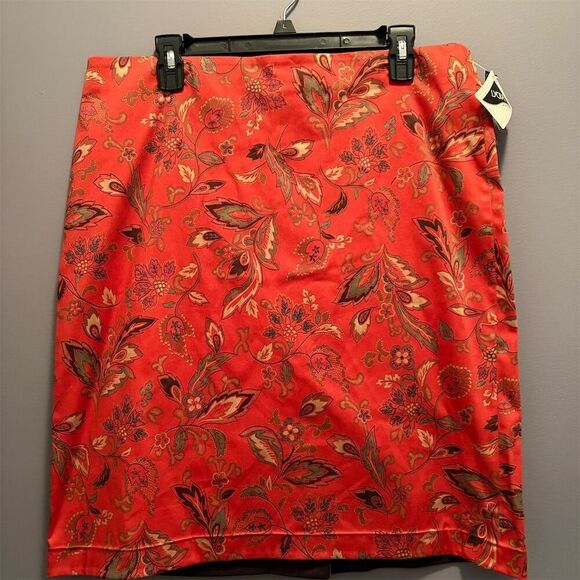 Jones New York Signature Dresses & Skirts - Jones New York Women's Floral A-Line Knee Length Skirt Red Size 14